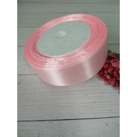 ОПТ Лента атласная однотонная 2,5 см*25 ярдов, цв. нежно-розовый 43, цена за катушку